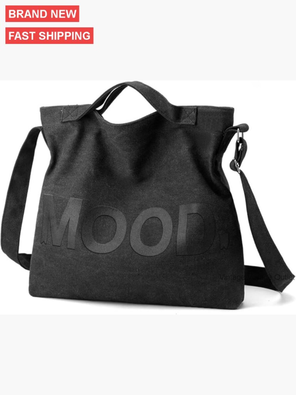 Large Canvas Tote Crossbody Bag Adjustable Strap Zipper Travel Handbag